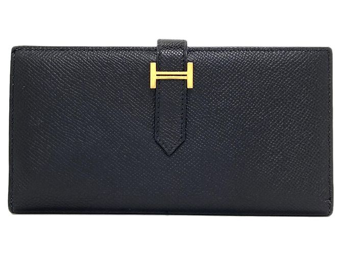 Hermès Hermes Bearn Soufflé Long Wallet in Epsom Leather Black