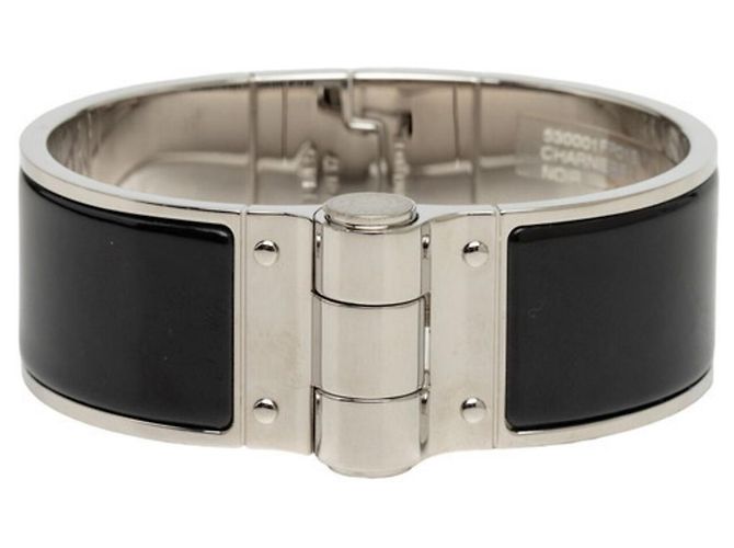Hermès Bracciale Rigido Hermes Chanier Nero Argento