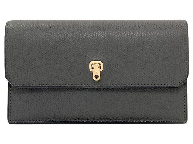 Valextra Brera Long Wallet in Gray Leather Brown