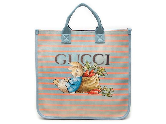 Bolsa tote Gucci de nylon e tecido rosa e azul