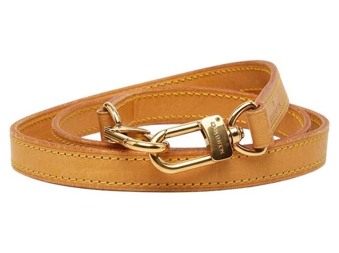 Alça de ombro em couro bege e dourado Louis Vuitton