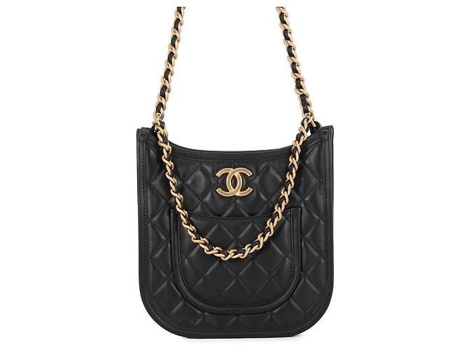 Timeless Borsa a tracolla Chanel Matelassé in pelle d'agnello nera Nero