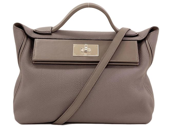 Hermès Bolsa Hermes Etain em couro Togo Cinza