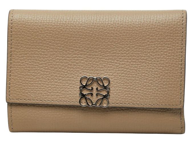 Cartera pequeña vertical tri-fold Loewe Anagram Beige