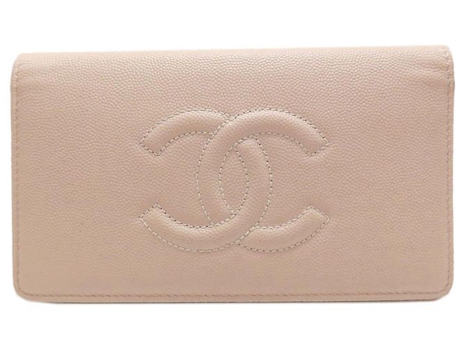 Cartera larga Chanel Coco Mark Gold Hardware Beige