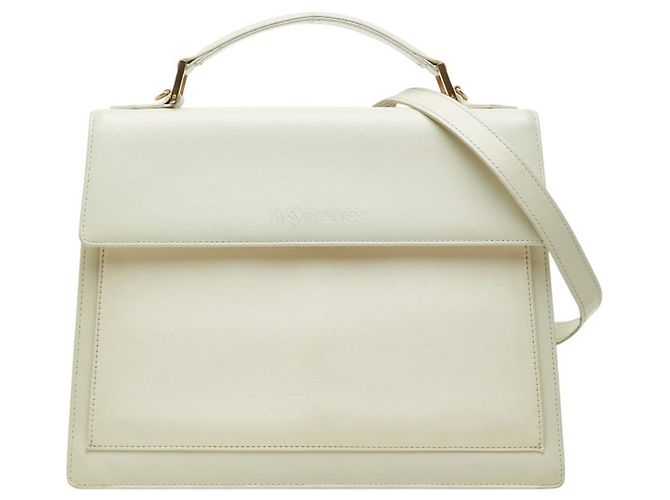 Bolsa de mão em couro branco Saint Laurent