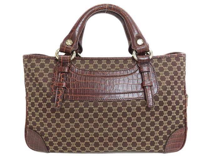 Céline Celine Boogie Bag - Borsa in tela e pelle Marrone