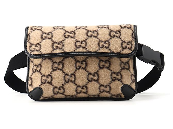 Bolsa de corpo Gucci GG em lã e couro Preto Bege