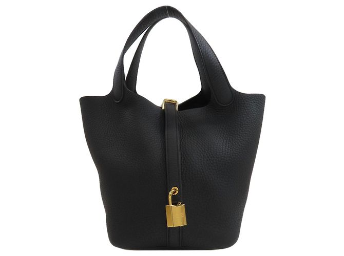 Hermès Borsa Hermes Picotin Lock PM in pelle Taurillon Clemence nera Nero