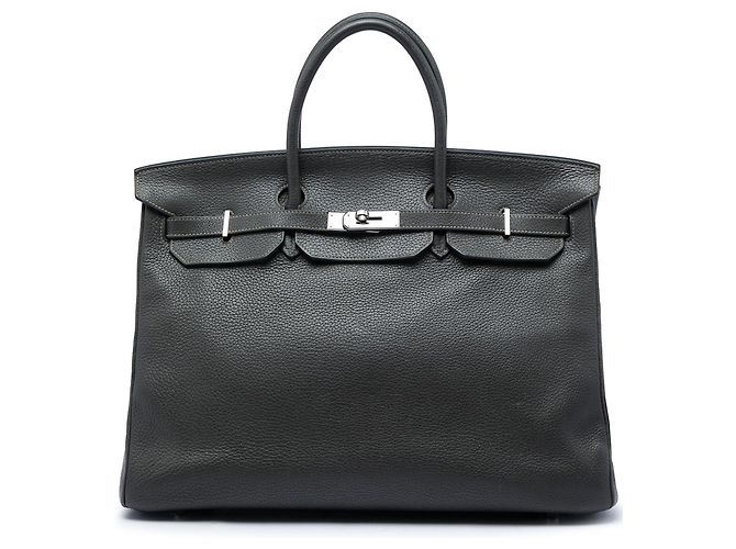 Hermès Gray Clemence Birkin Retourne 40 Marron Gris anthracite
