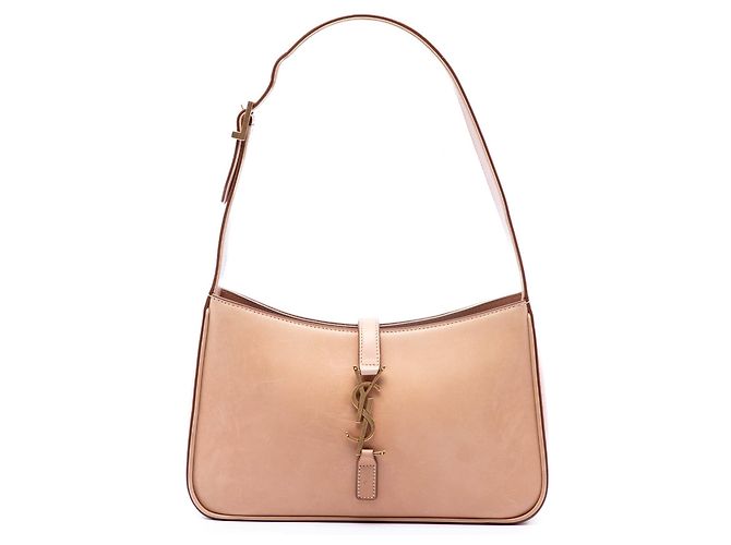 Saint Laurent Le 5 a 7 em couro de bezerro liso castanho Marrom Carne