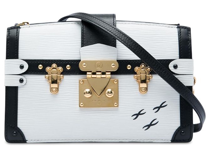 Clutch Trunk Louis Vuitton em couro Epi branco
