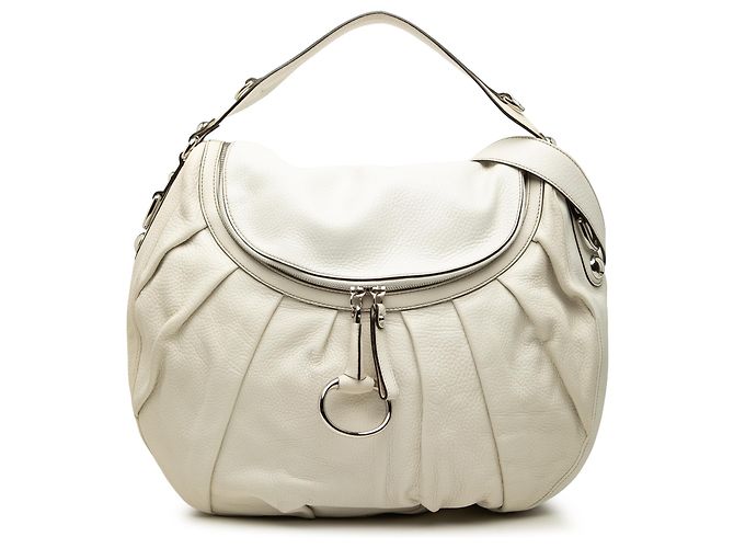 Bolsa Satchel Gucci em couro de bezerro branco Icon Bit Cru