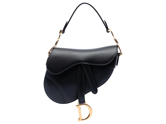 Bolsa Saddle Dior Mini em pele de vitelo lisa preta Preto
