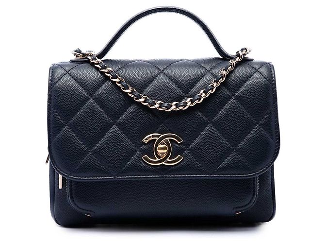 Chanel Blue Mini Quilted Caviar Business Affinity Top Handle Flap Blau Marineblau