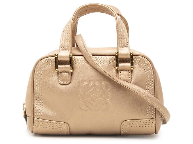 Bolsa Amazona LOEWE em couro metálico micro dourado