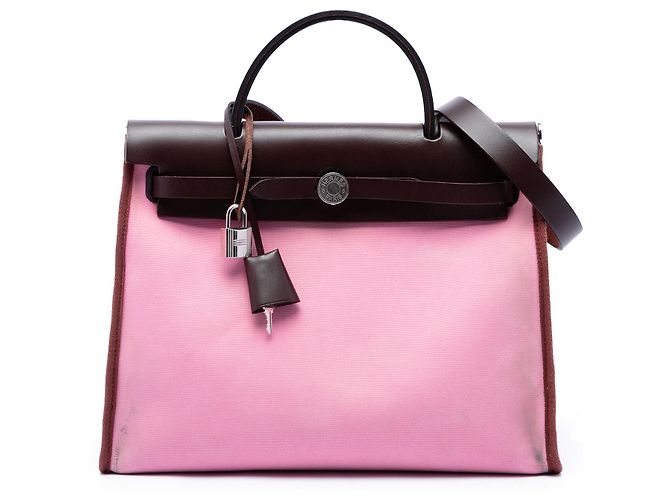 Hermès Pink Toile Verso Herbag Zip 31 Rose