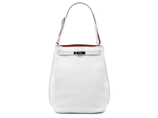 Hermès White Clemence So Kelly 26 Blanc