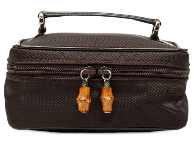 Bamboo Borsa Vanity Gucci in nylon marrone con bambù Marrone scuro