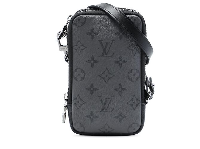Louis Vuitton Black Monogram Eclipse Reverse Double Phone Pouch Noir