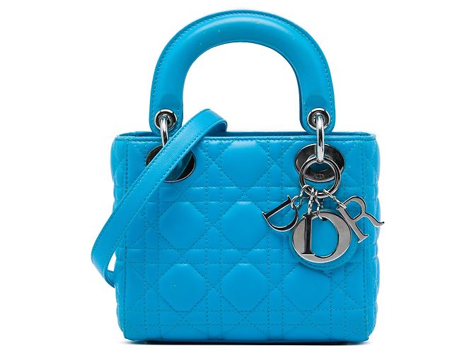 Dior Blue Mini Lambskin Cannage Lady Dior