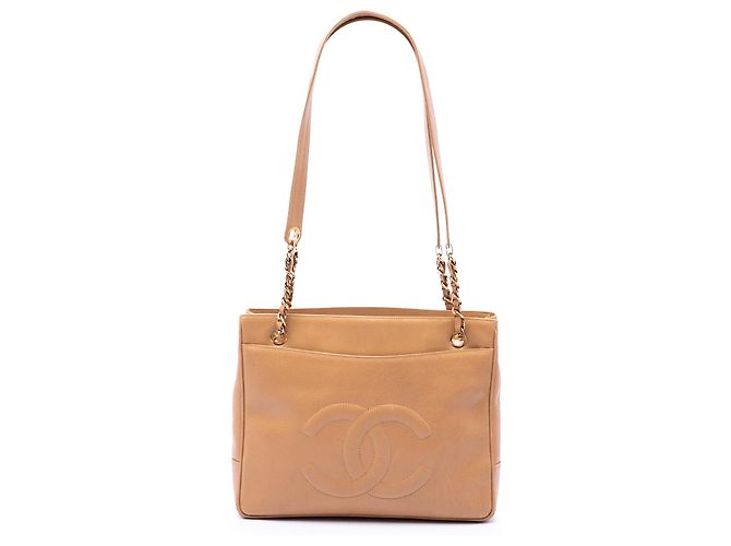 Borsa a tracolla Chanel Beige CC Caviar