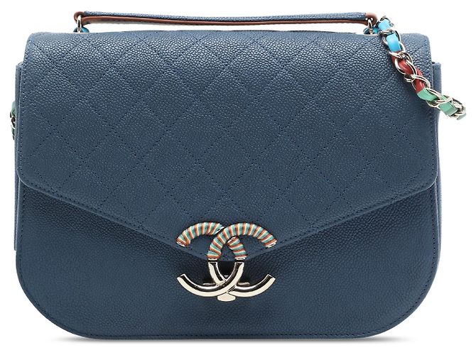 Chanel Blue Small Caviar Paris Cuba Thread Around Flap Azul