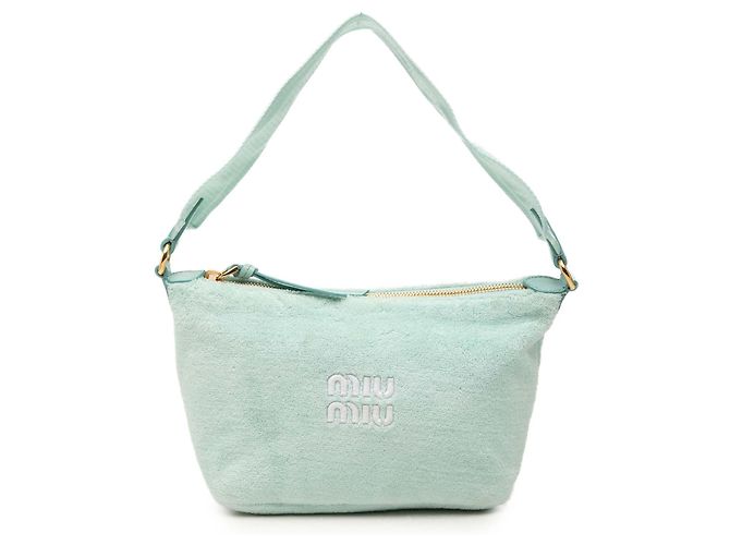 Borsa Miu Miu in spugna verde con logo Verde chiaro