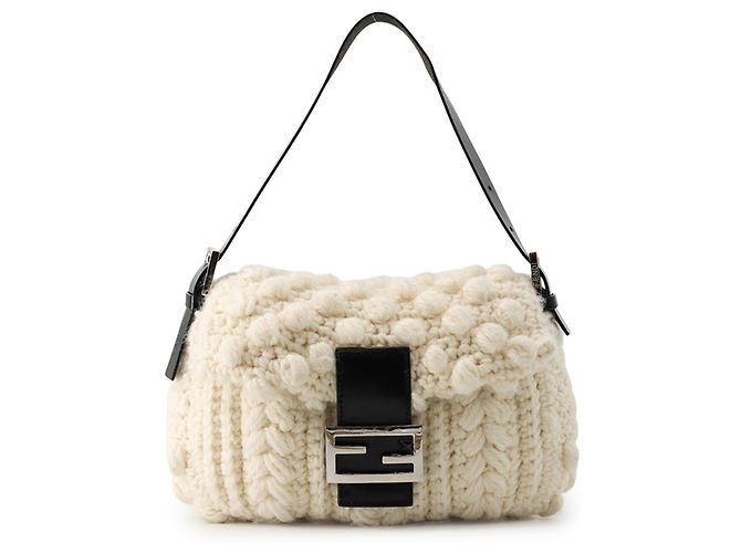 Borsa a secchiello Fendi Mamma Nero Bianco