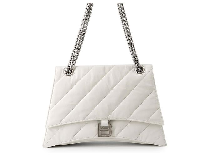 Everyday Bolsa de Ombro com Corrente Balenciaga em Couro Branco