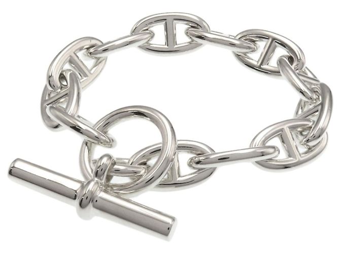 Hermès Pulseira de Berloques Hermes Chaine d'Ancre GM Prata