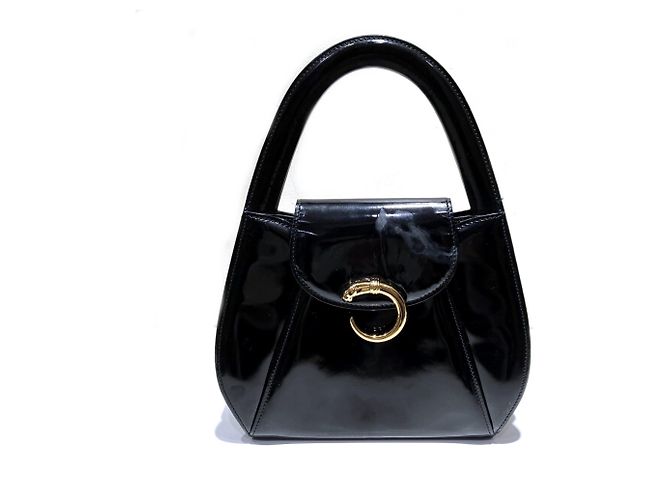 Cartier Panthère Panther Emaille Handtasche Schwarz