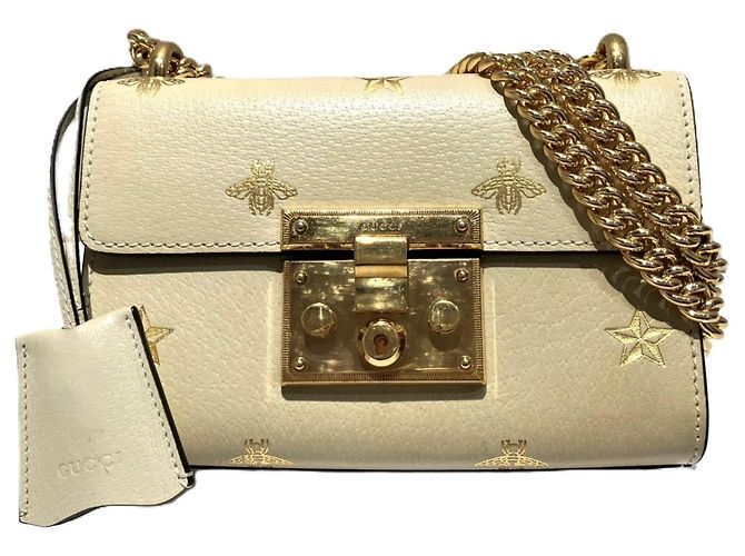 Borsa a tracolla Gucci Padlock Beestar Beige