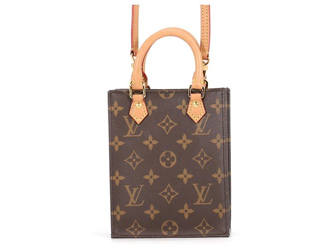 Sac à main Louis Vuitton Monogram Petite Sac Plat Marron Monogramme