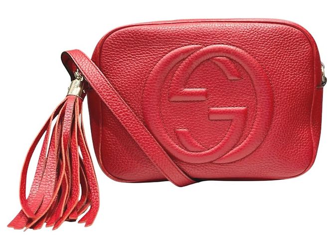 Bolsa de Ombro Small Disco em Couro Gucci Soho Vermelho