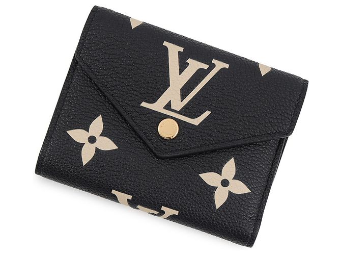 Louis Vuitton Monogram Empreinte Tri-fold Wallet Black Beige