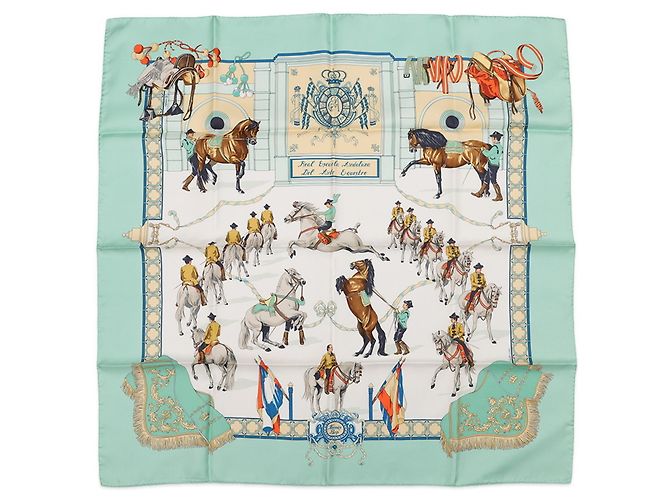 Lenço de Seda Hermès - Royal Andalusian Equestrian School Multicor Verde claro