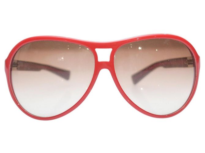 MARC JACOBS Red Oversized Aviator Sunglasses Brown Gradient Lens Retro