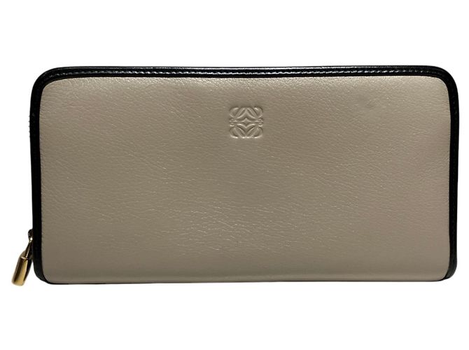 Portafoglio lungo Loewe in pelle beige e nera Nero