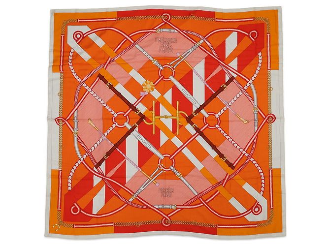 Hermès Stola in cashmere e seta Hermes Orange e White Bianco Arancione