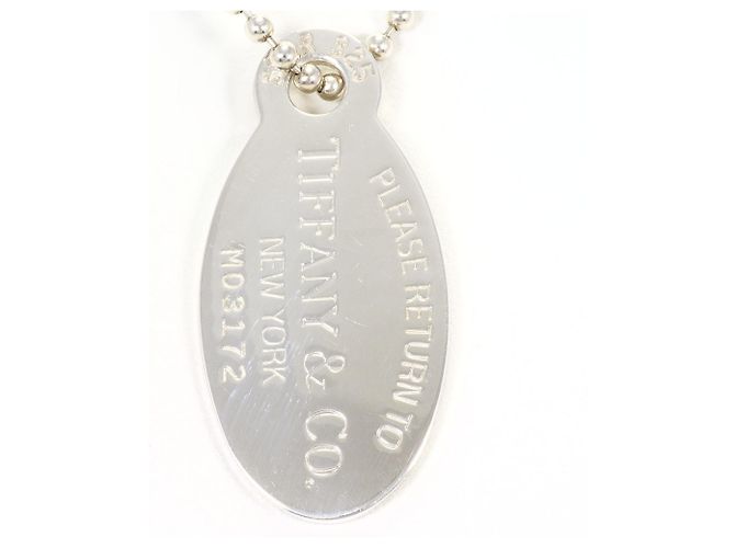 Tiffany & Co. Oval Tag Silver Halskette Silber