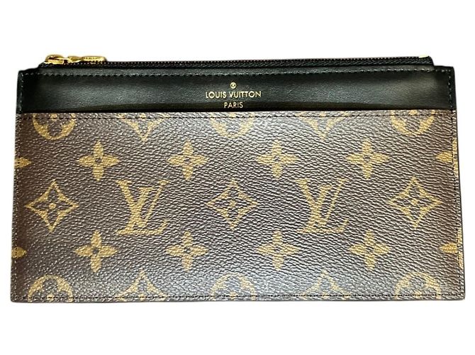 Cartera Slim / Monedero Louis Vuitton Castaño Monograma
