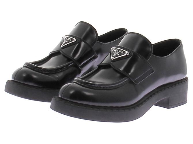 Prada Black Leather Loafers Size 36