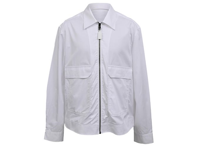 Neil Barrett leichte Zip-up Hemdjacke aus weißer Baumwolle