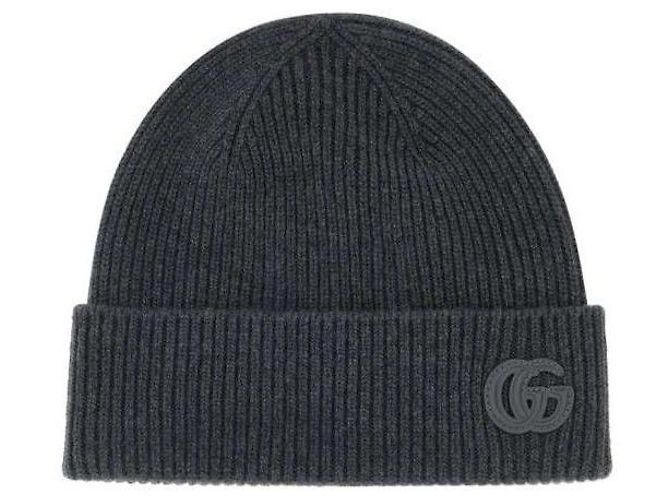 Gucci Kaschmir-Beanie mit Patch Schwarz 