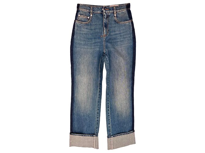 Vaqueros Boyfriend desgastados Alexander McQueen en algodón azul
