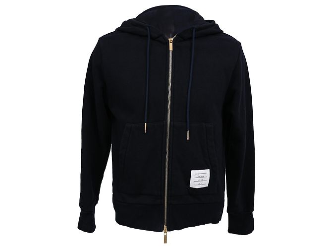 Thom Browne Loopback Zip-Up Hoodie aus baumwolle in Navy Blue Blau Marineblau