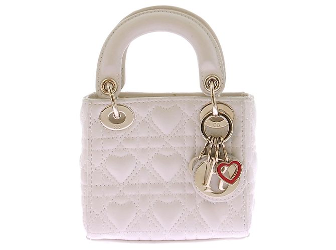 Mini bolso "Lady Dior" blanco 