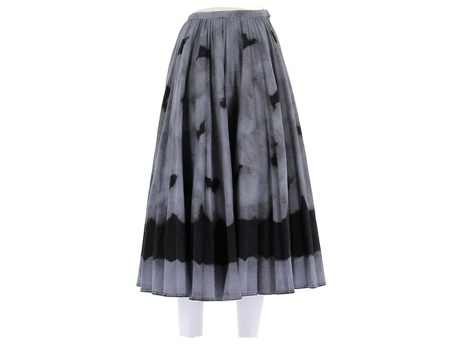 Falda midi Dior gris con estampado de algodón 