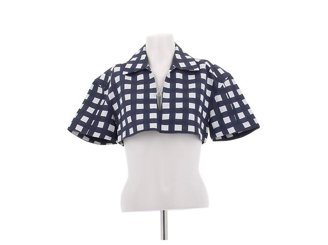 Jacquemus Top corto a scacchi "Le Splash" Blu